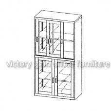 C-A011HLW  上玻璃包框趟門下玻璃包框掩門文件櫃 (優質鋼材)
